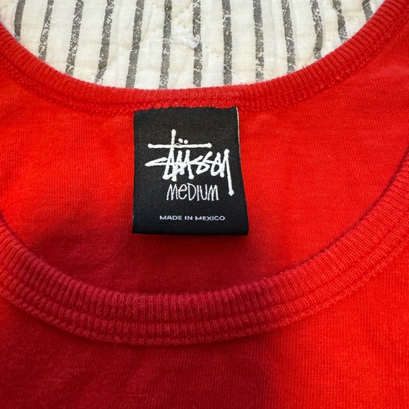Stussy Red Tank Top with Leopard Print Logo Size Medium Mens No flaws - Picture 3 of 5